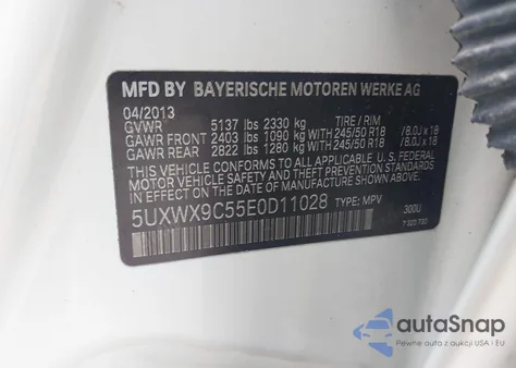 2014 BMW X3 xDrive28I из США, поврежденный, VIN 5UXWX9C55E0D11028